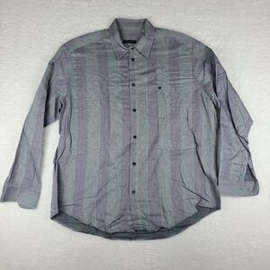 Equilibrio Italia Shirt Mens‎ 2XL XXL Gray Purple Striped Flannel Button Down